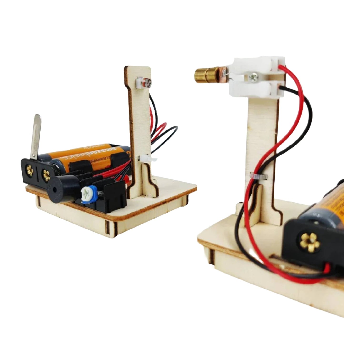Laser Infrared Alarm STEM Kit Wooden Laser Infrared Alarm Model Early Educational Learning Kits for Kids Robot Construction Sets Electric Educational STEM Kit - RS6304
