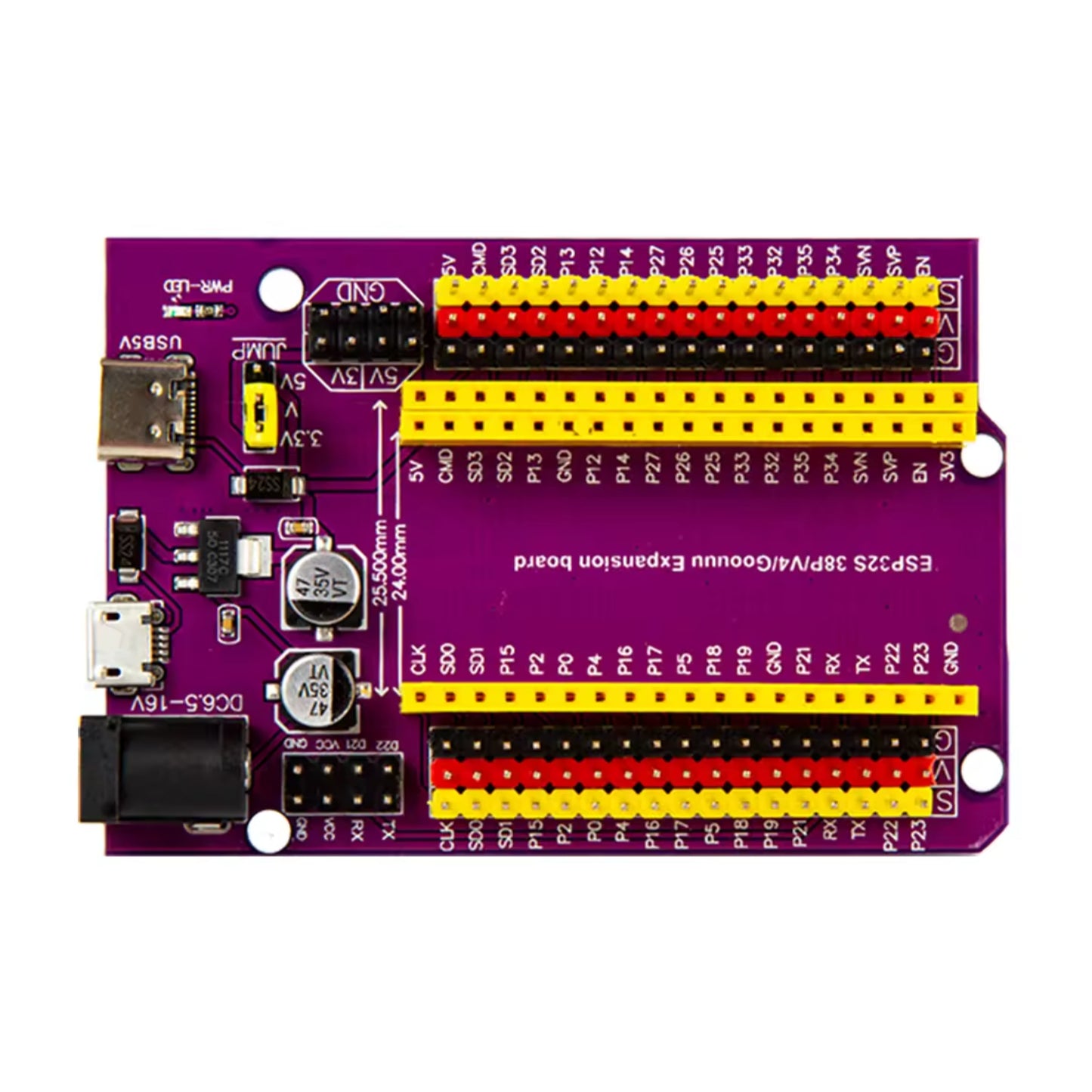 ESP32 Expansion Board ESP32 Development Platform With Type-C & Micro USB Compatibility and 38-Pin Female Header For Easy Customization - RS6591