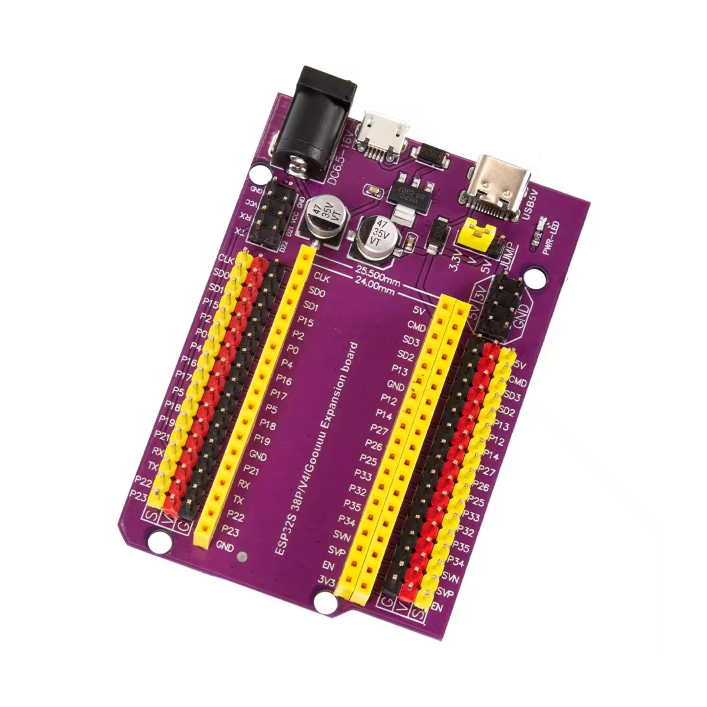 ESP32 Expansion Board ESP32 Development Platform With Type-C & Micro USB Compatibility and 38-Pin Female Header For Easy Customization - RS6591