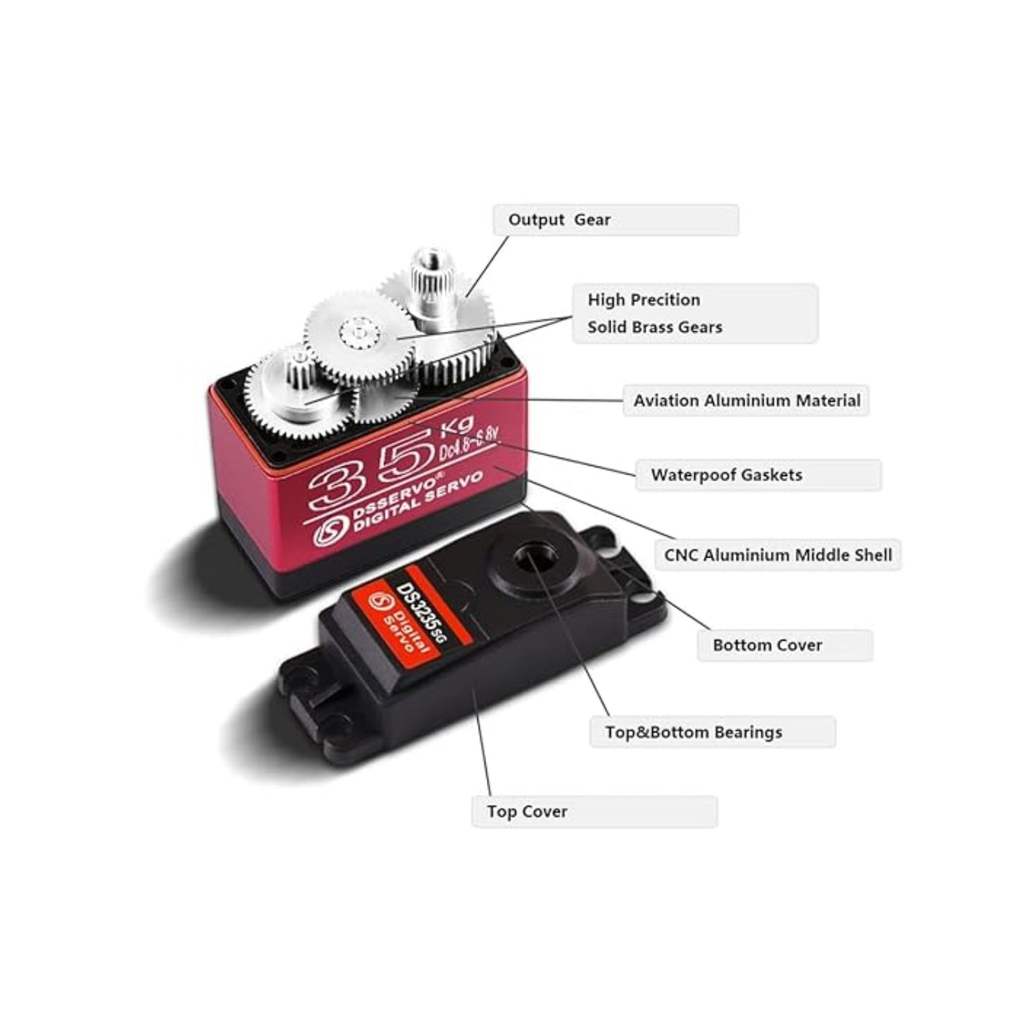 DS3235MG 35KG Digital Servo Motor 35KG 270° High Torque Servo Motor With Metal Gear Servo Motor Arduino High Torque Servo Precise Position Control For Arduino Projects - Position Rotation - RS6593