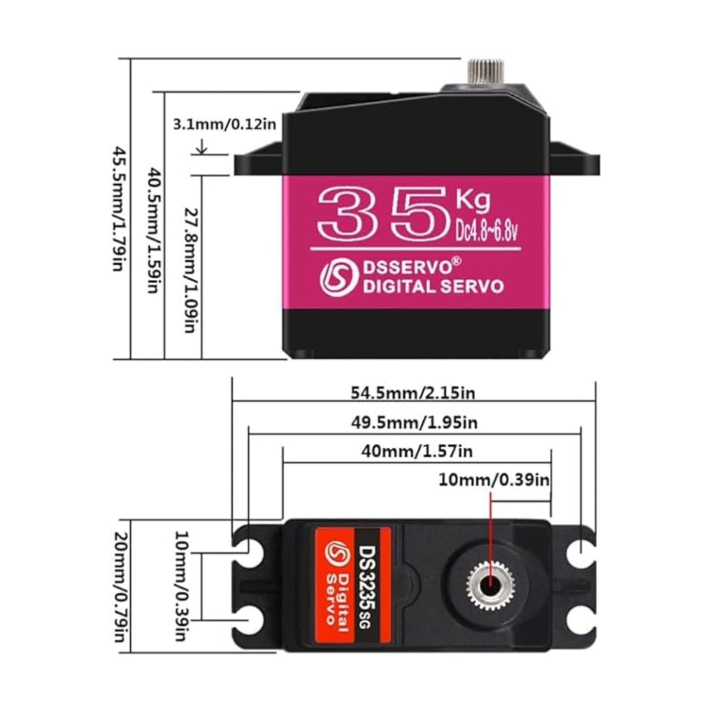 DS3235MG 35KG Digital Servo Motor 35KG 270° High Torque Servo Motor With Metal Gear Servo Motor Arduino High Torque Servo Precise Position Control For Arduino Projects - Position Rotation - RS6593
