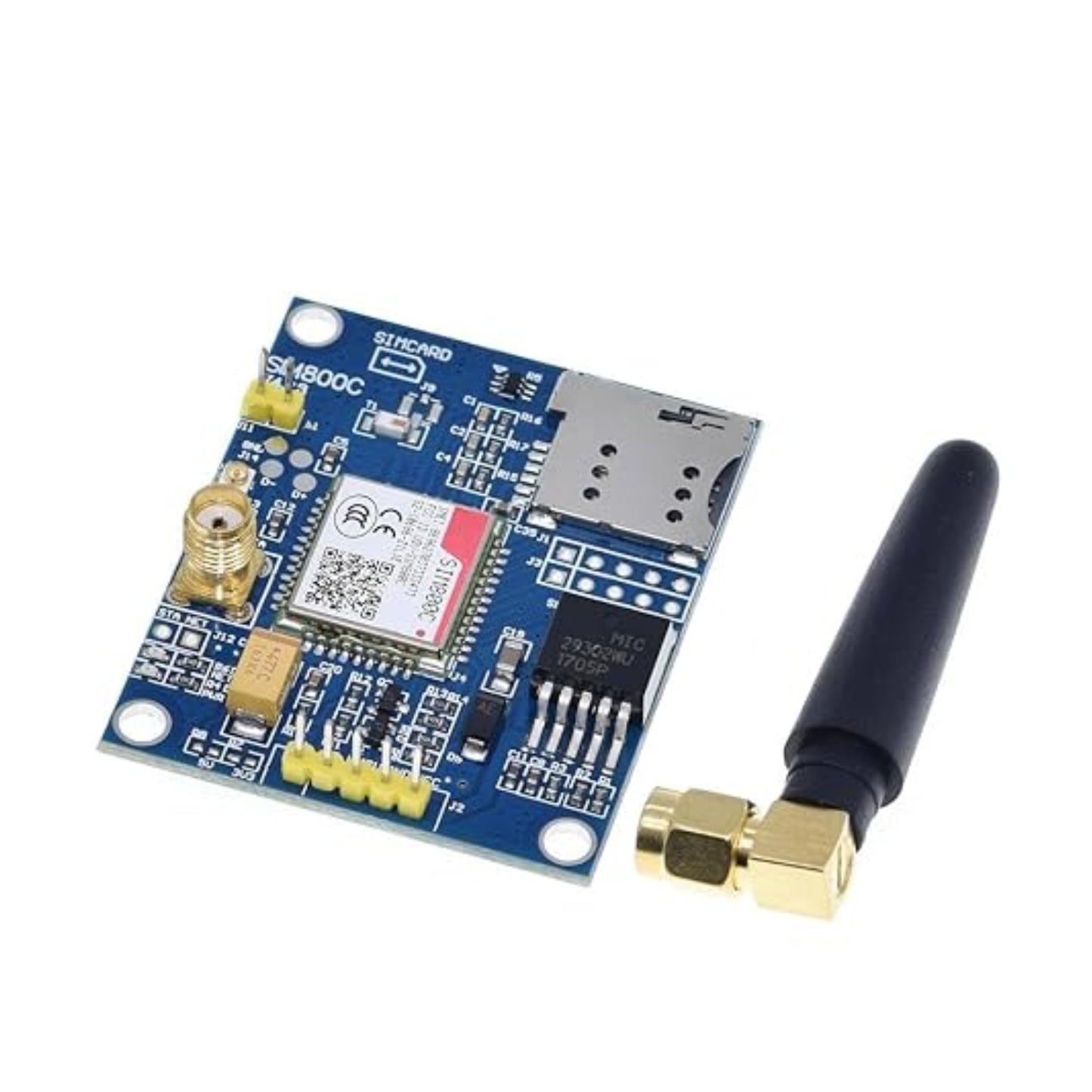 SIM800C Development Board With Bluetooth Quad-Band GSM GPRS Module For IoT SMS Voice Calls Data Transmission Text To Speech DTMF And More Compatible With SIM900A Includes Glue Stick Antenna - RS7012