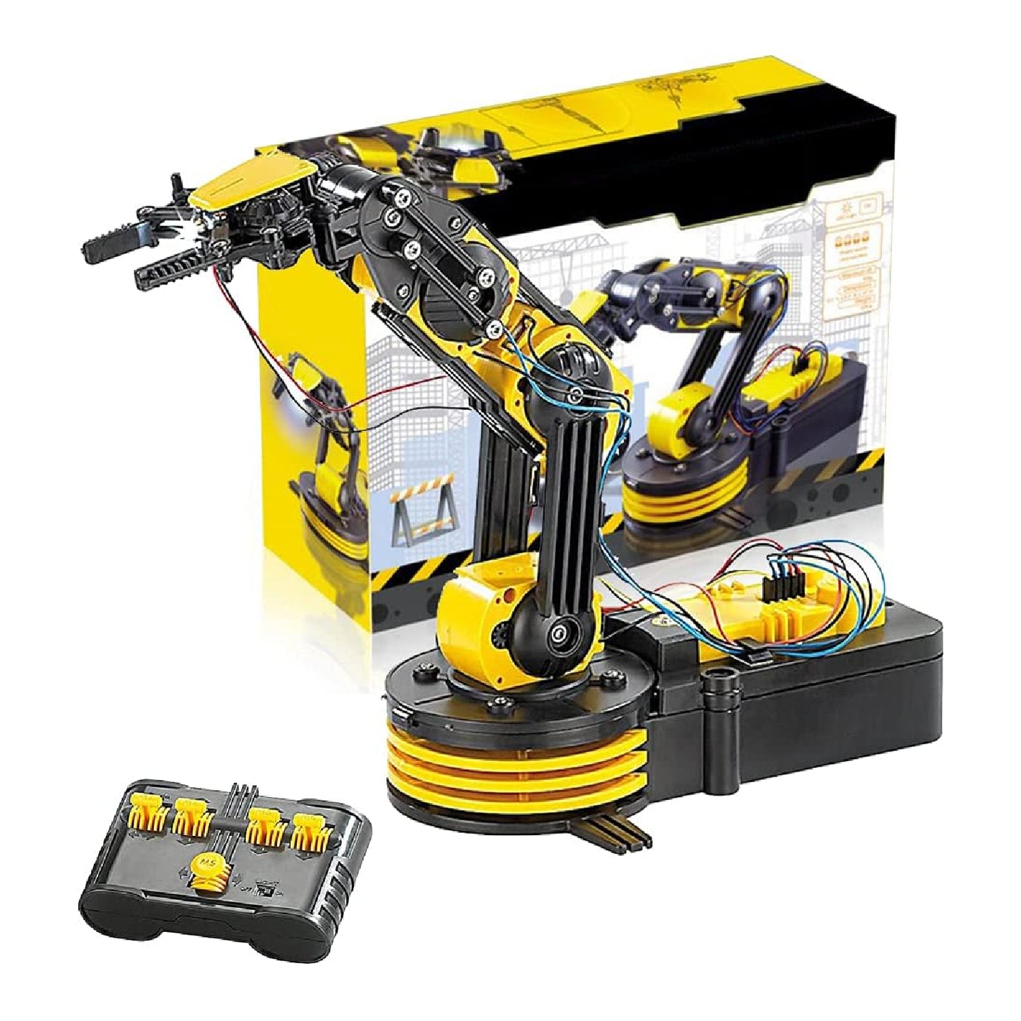 Robotic Arm Edge Robotic Arm Kit 5-Axis Programmable Robot Hands On Learning With programmable Robotic Arm kit For STEM Education - Yellow - RS7073