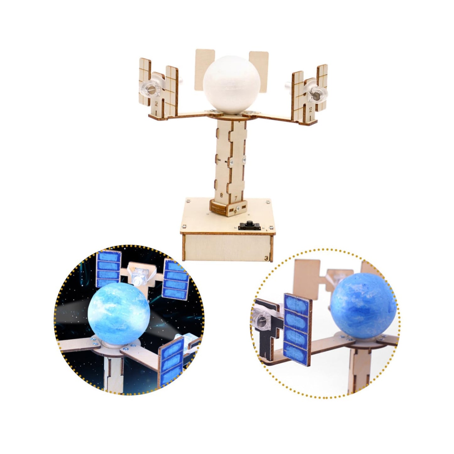 DIY Wooden Electric Satellite Kit Hands-On STEM Science Project for Kids & Students - RS6365