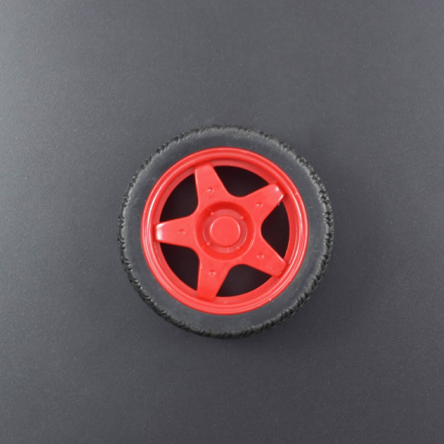 65mm Rubber Tyre Wheel for BO Motors - Red - RS1987 - REES52