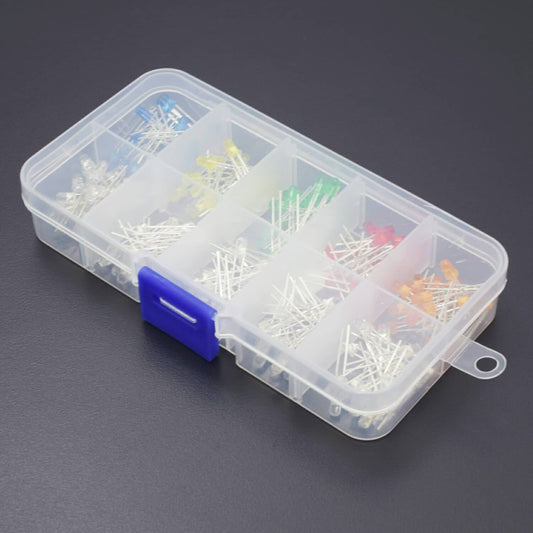 200pcs/set 3mm LED DiodeLight Round Bright Assortment Assorted Kit DIY Box White Yellow Red Green Blue Five Mix Colors-RS1713 - REES52