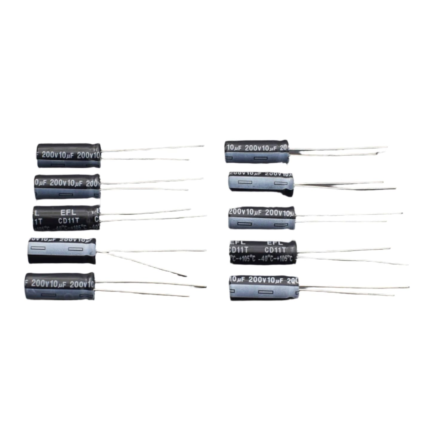 10uF 200V Radial Electrolytic Capacitor-Pack of 5 - RS2029 - REES52