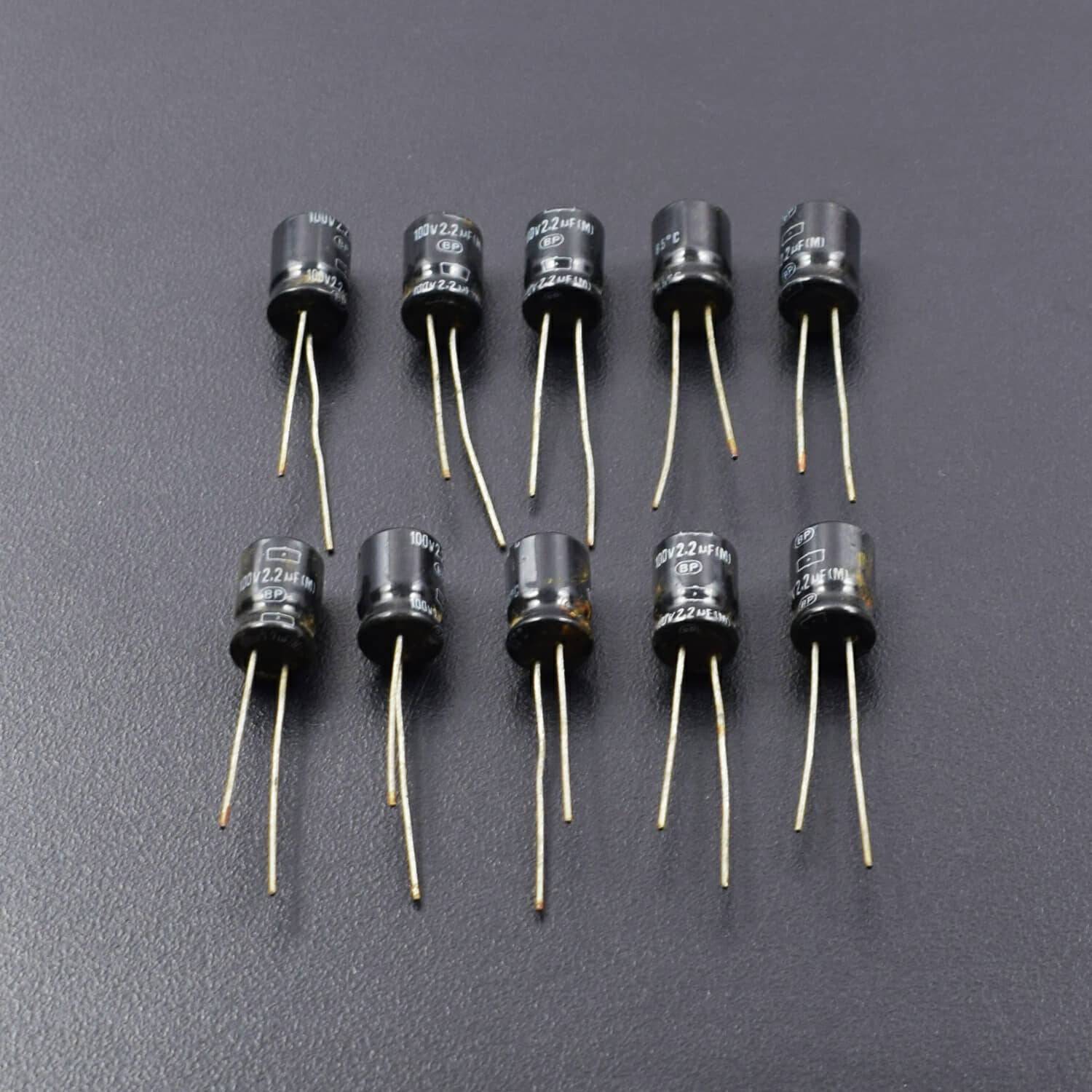 2.2uF 100V Aluminum Radial Electrolytic Capacitor - Pack of 5  - RS2122 - REES52