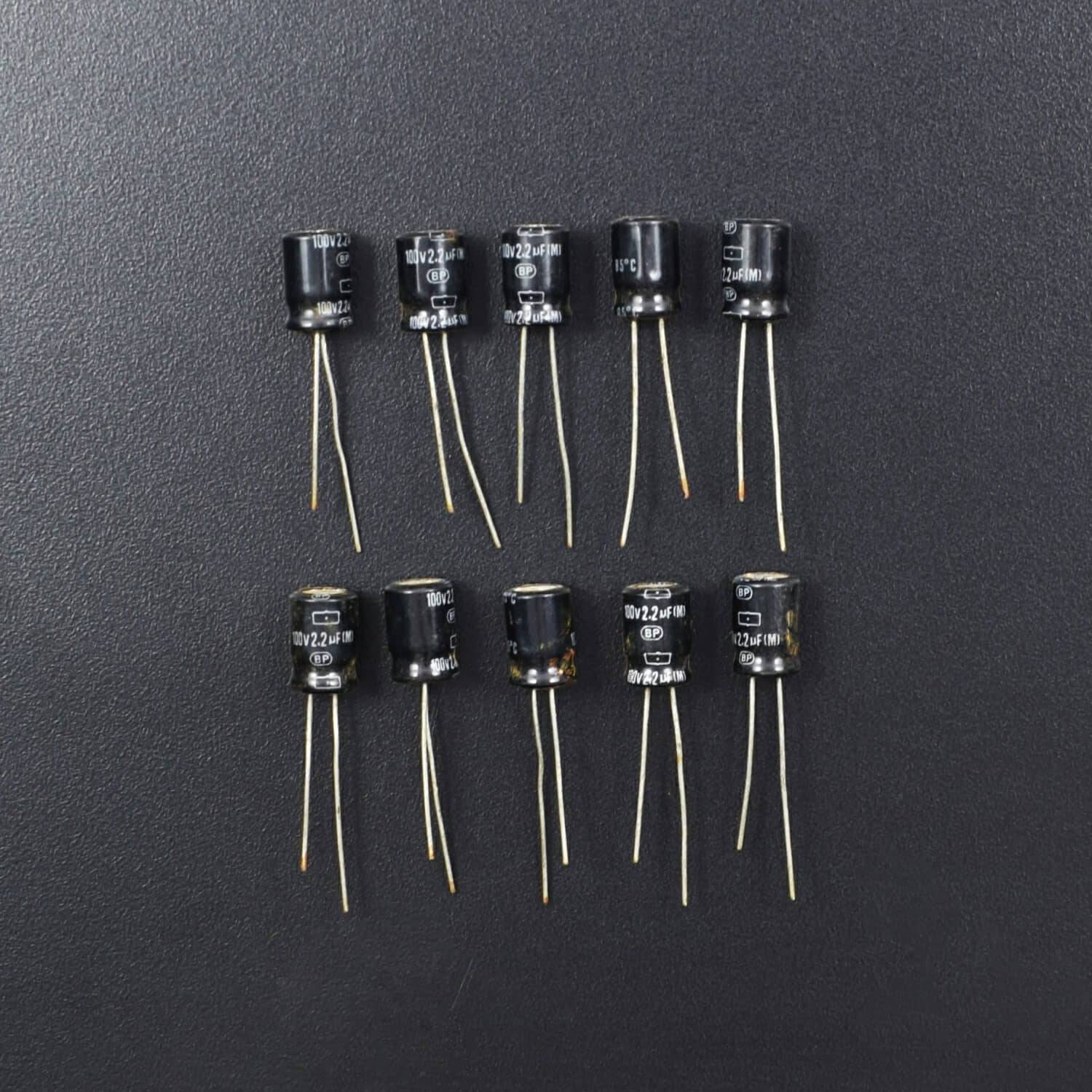 2.2uF 100V Aluminum Radial Electrolytic Capacitor - Pack of 5  - RS2122 - REES52