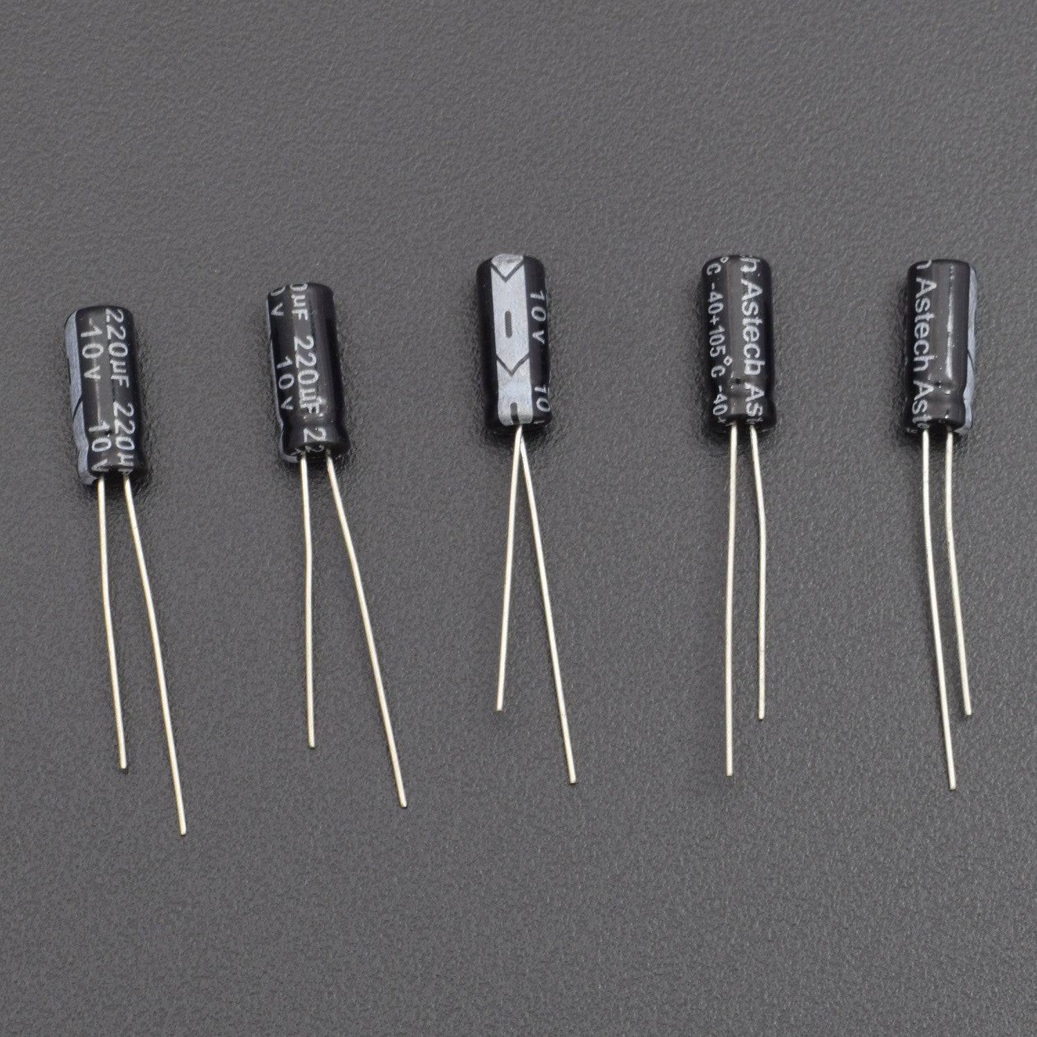 220 uF 10 V DC Aluminium Electrolytic Capacitor (5 pcs )-RS736 - REES52