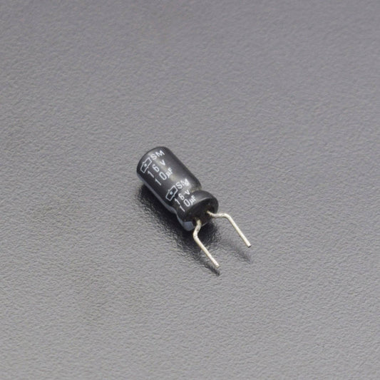 10uF 16V Mini Radial Electrolytic Capacitor - Pack of 5 - RS2102 - REES52