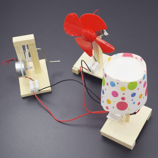 DC Crank Generator Educational Toy Model,Building a Generator,Wooden Assembly Model Kits-RS1485 - REES52