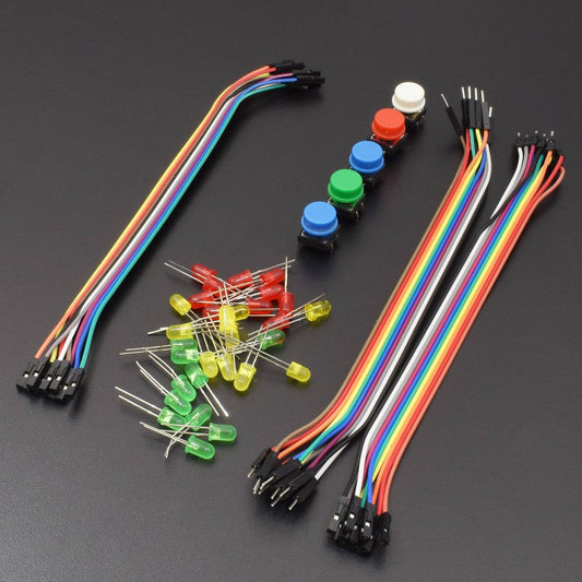LED PROJECT STARTER KIT WITH ELECTRONIC COMPONENTS RED, GREEN, BLUE -KT1003 - REES52