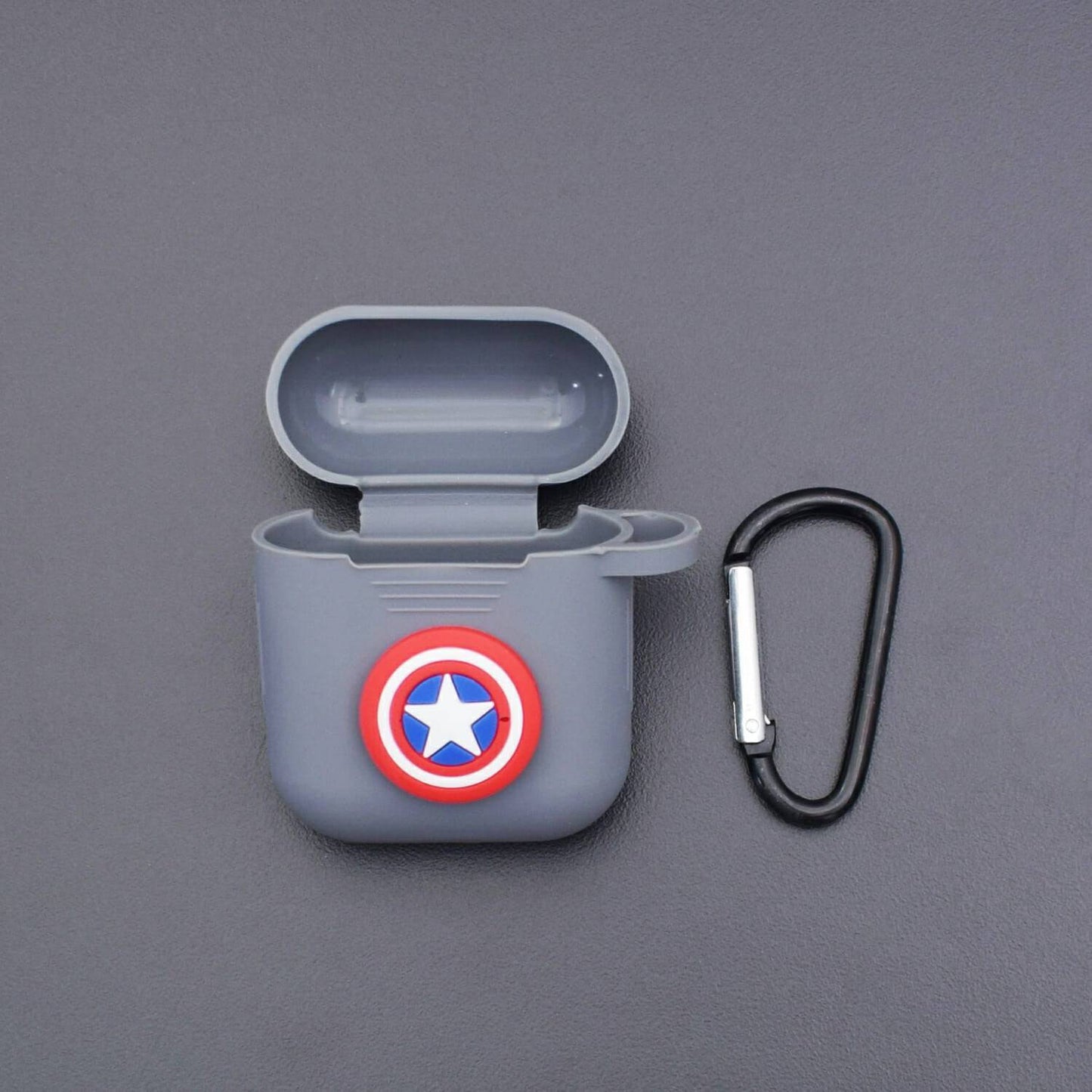 Captain America Protective Silicone Cover Skin For Apple Air-pods Charging Case Dock With Hook Grips - RS2175 - REES52