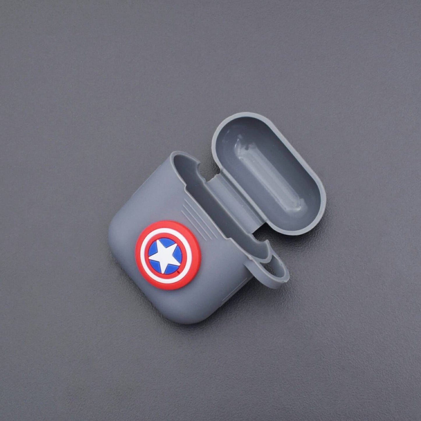 Captain America Protective Silicone Cover Skin For Apple Air-pods Charging Case Dock With Hook Grips - RS2175 - REES52