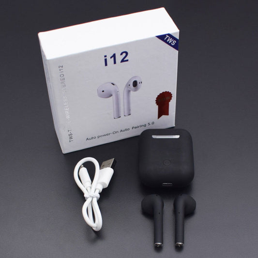 i12 TWS Wireless Earphone Bluetooth 5.0 Touch Earbuds Headset with Charger Box - Black- RS2176 - REES52