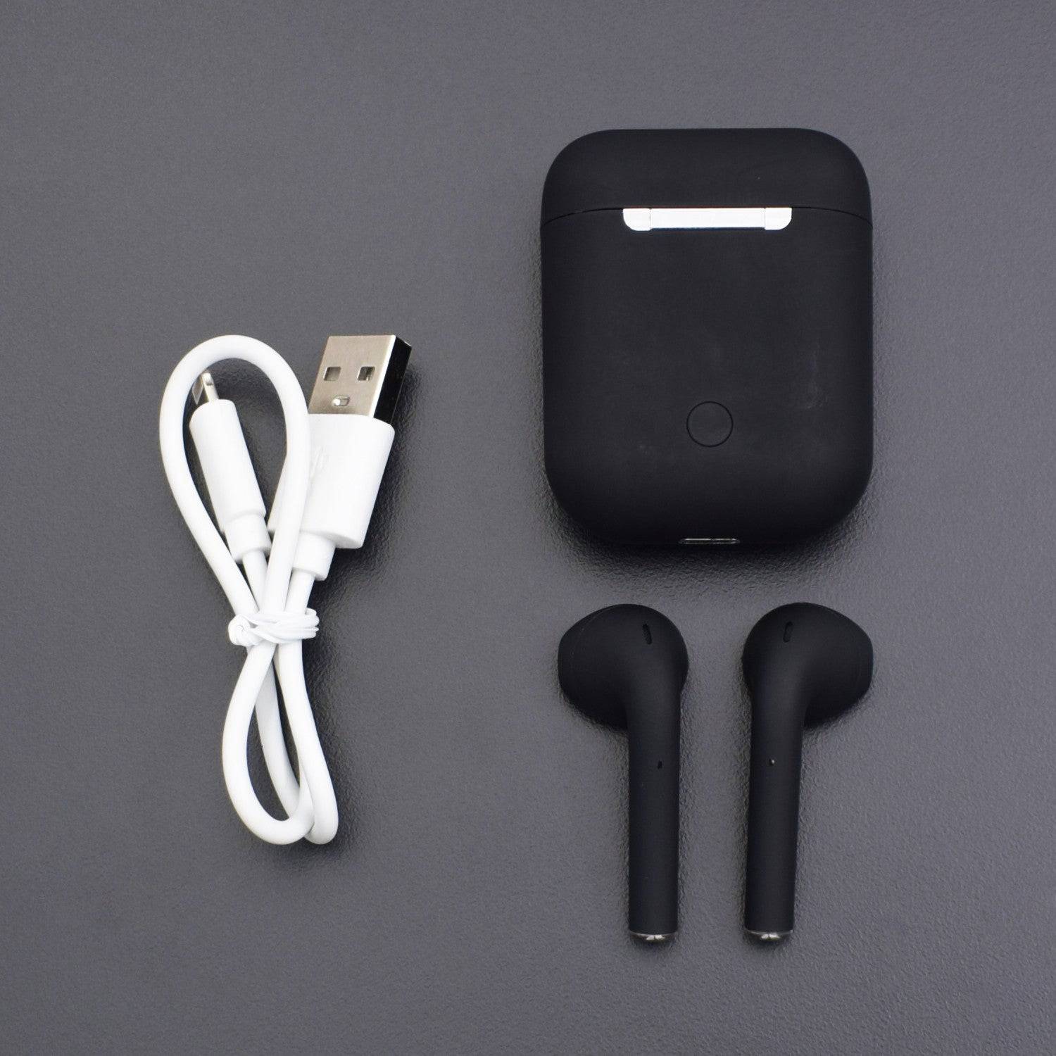 i12 TWS Wireless Earphone Bluetooth 5.0 Touch Earbuds Headset with Charger Box - Black- RS2176 - REES52