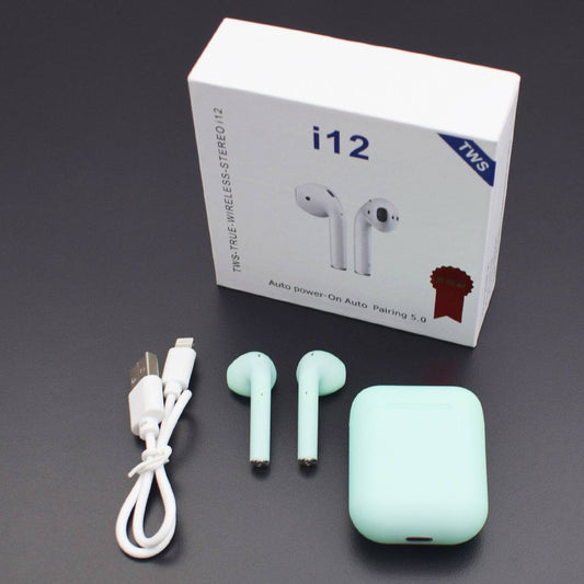 i12 TWS Wireless Earphone Bluetooth 5.0 Touch Earbuds Headset with Charger Box - Blue- RS2177 - REES52