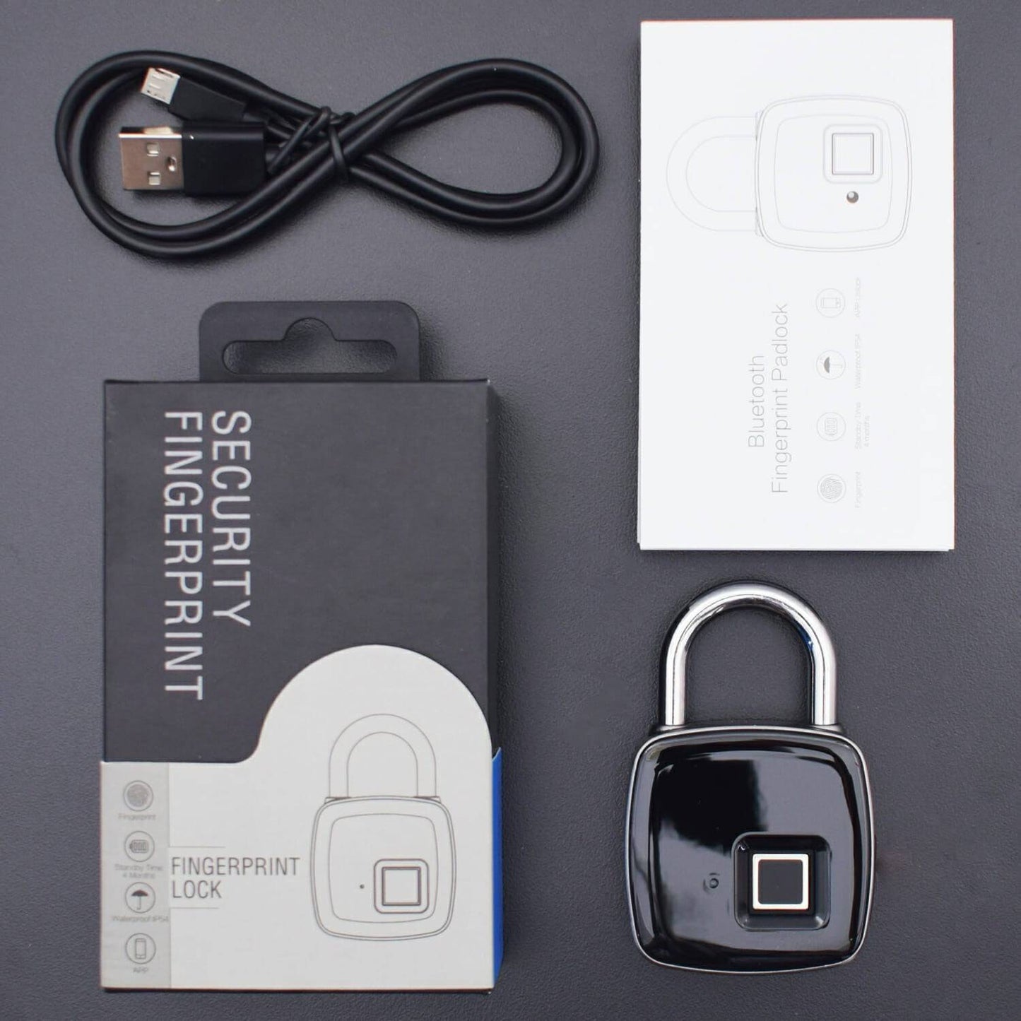 P3+ Smart Fingerprint Bluetooth Anti-theft Security Rechargeable Door Lock Padlock iOS Android APP Lock - RS2168 - REES52