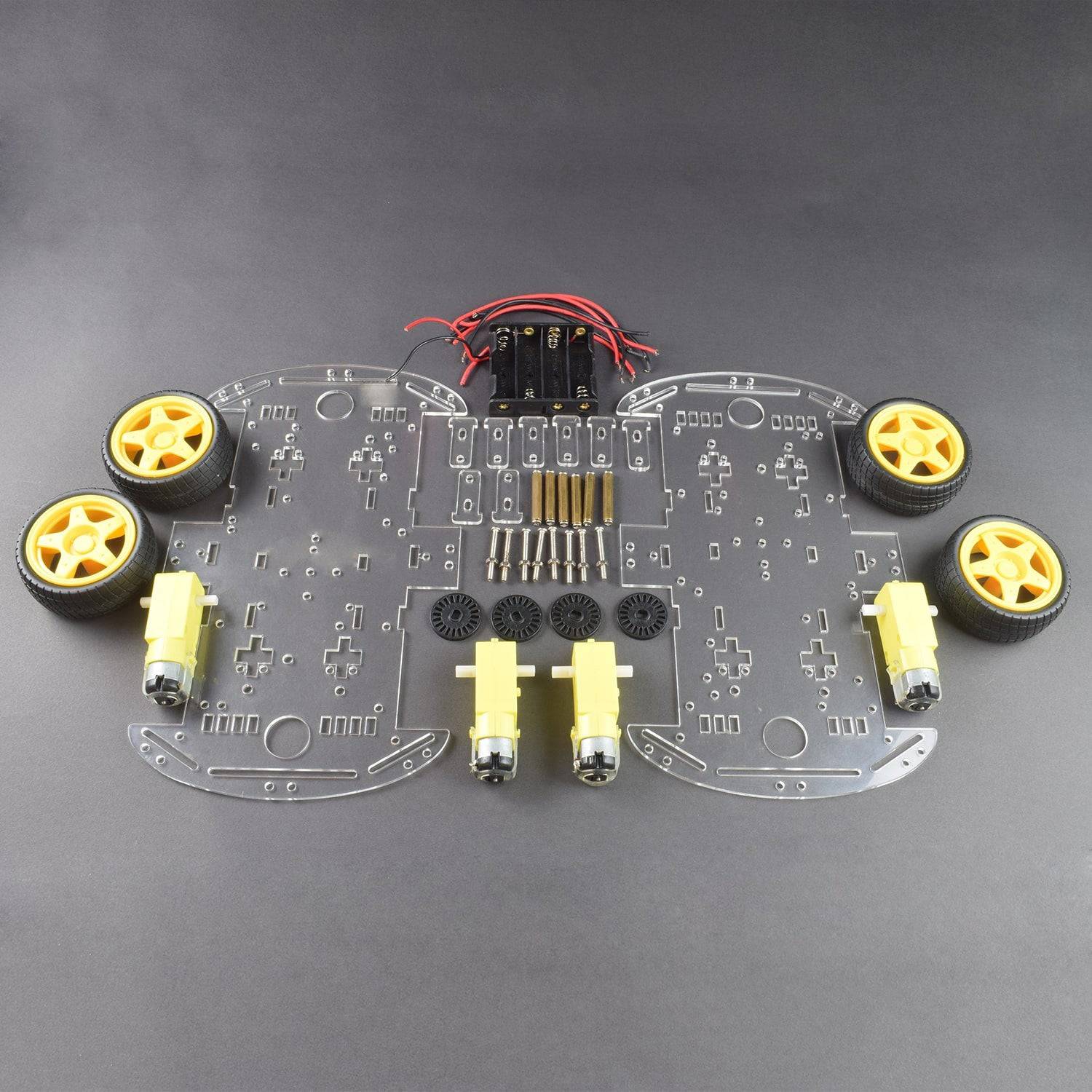 DIY 4WD Double-Deck Smart Robot Car Chassis Kits with Speed Encoder 4 Wheel 2 Layer Robot Smart car Chassis Kits- RC055 - REES52