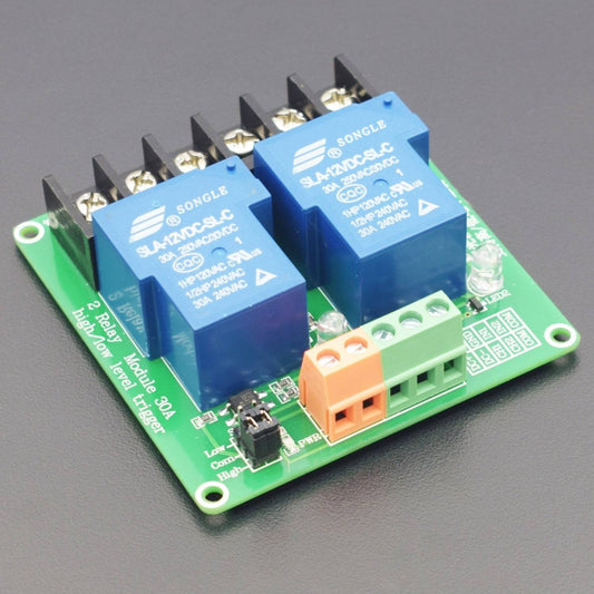 2-Channel Relay Module High/Low Level Triggering Optocoupler Isolation Load 30A DC 30V / AC 250V for PLC Automation- RS1818 - REES52