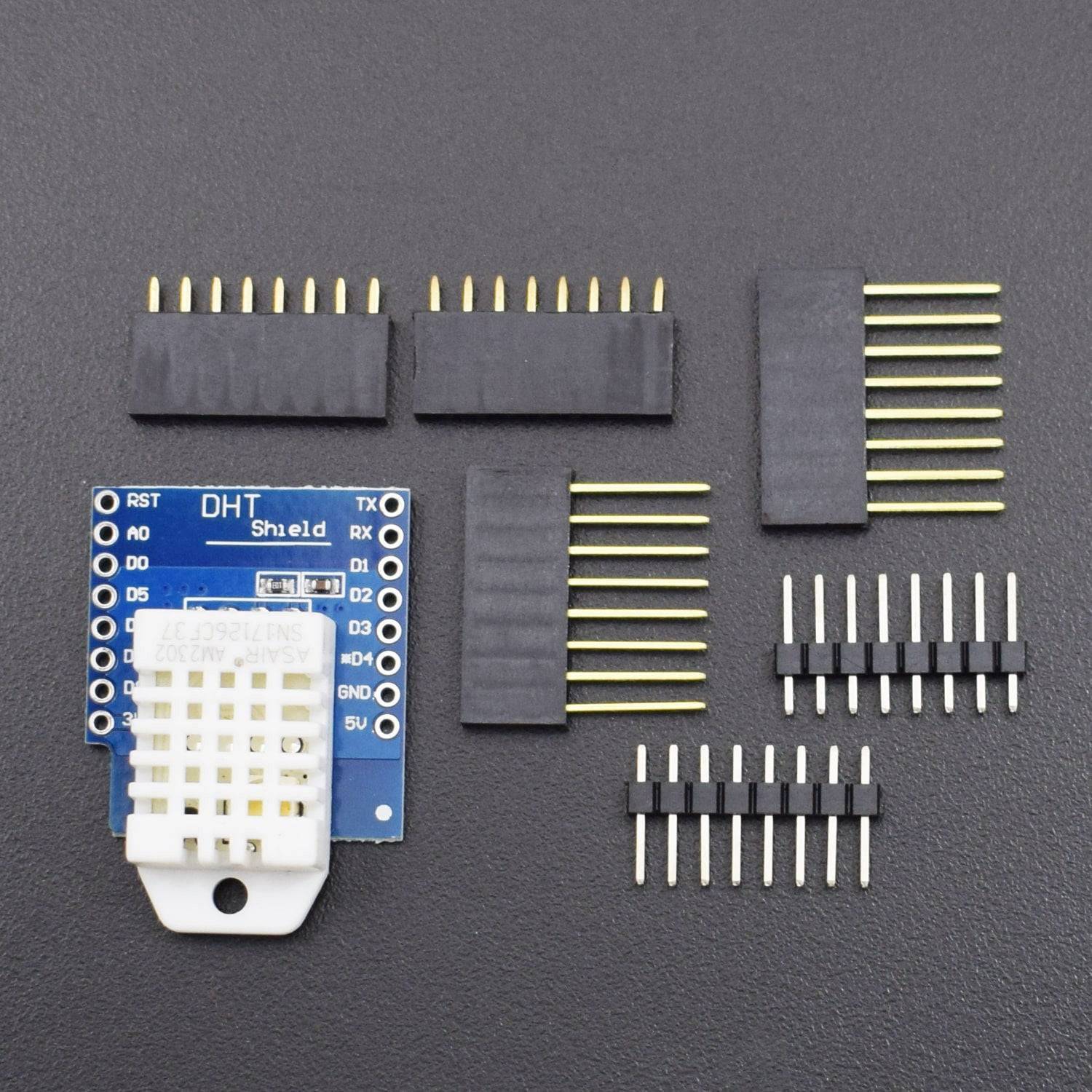 DHT Pro Shield for WeMos D1 mini DHT22 Single-bus Digital Temperature and Humidity Sensor Module with pin-headers set - AB106 - REES52