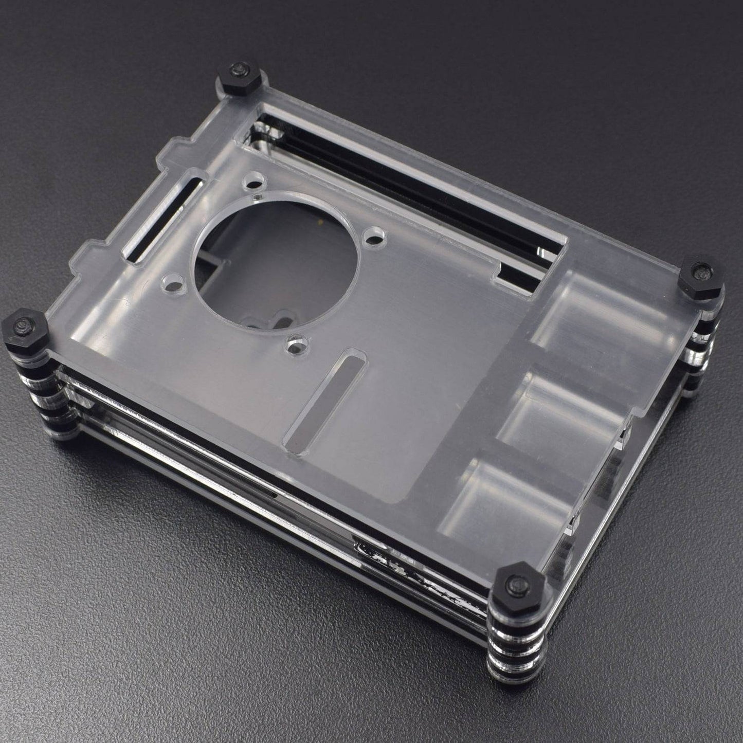 Raspberry Pi 7-Layer Acrylic Case Black And Transparent (Type - B) For Raspberry Pi 4 Model B And B Plus- RS2306 - REES52