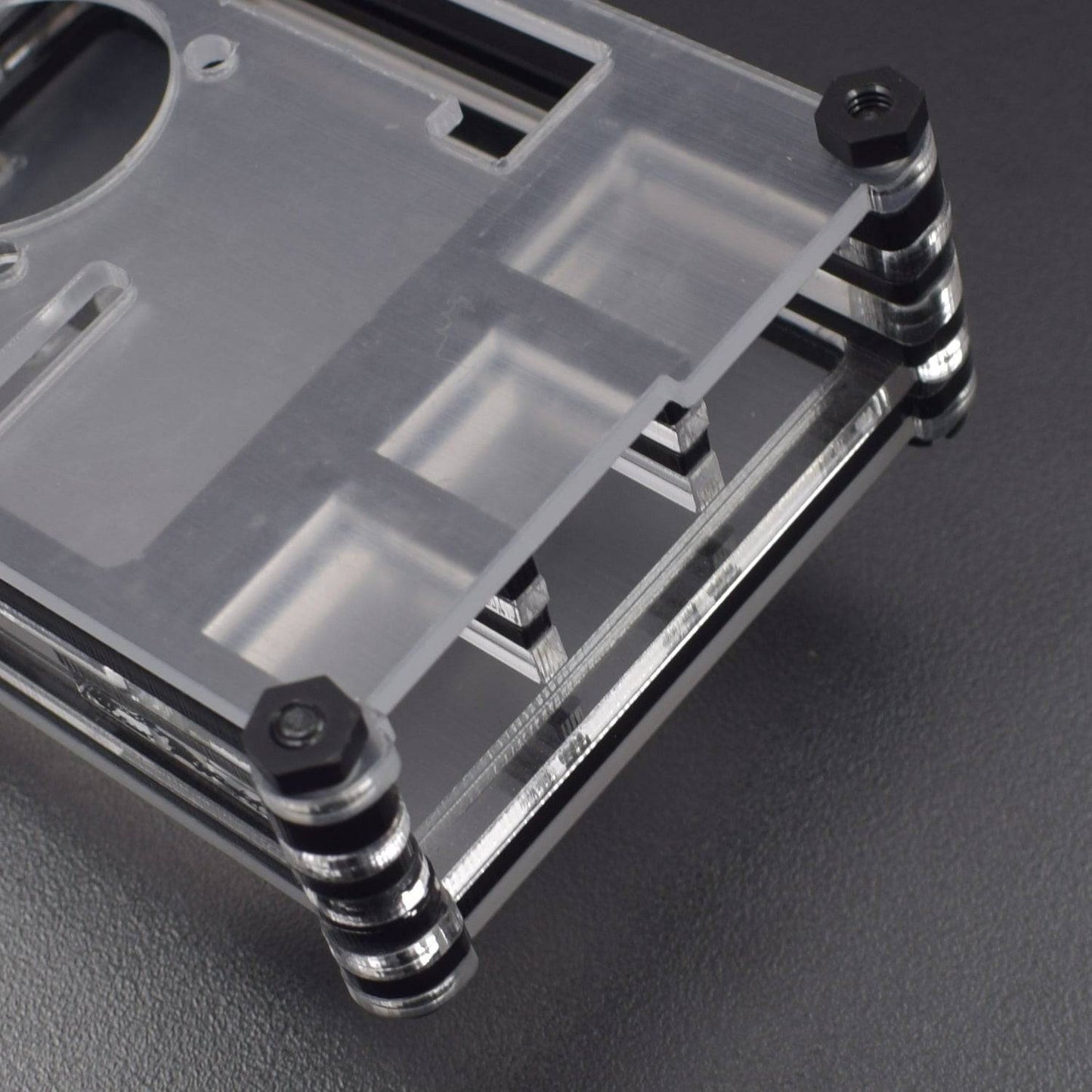 Raspberry Pi 7-Layer Acrylic Case Black And Transparent (Type - B) For Raspberry Pi 4 Model B And B Plus- RS2306 - REES52
