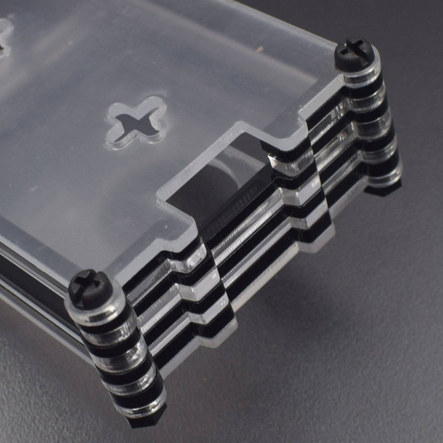Raspberry Pi 7-Layer Acrylic Case Black And Transparent (Type - B) For Raspberry Pi 4 Model B And B Plus- RS2306 - REES52