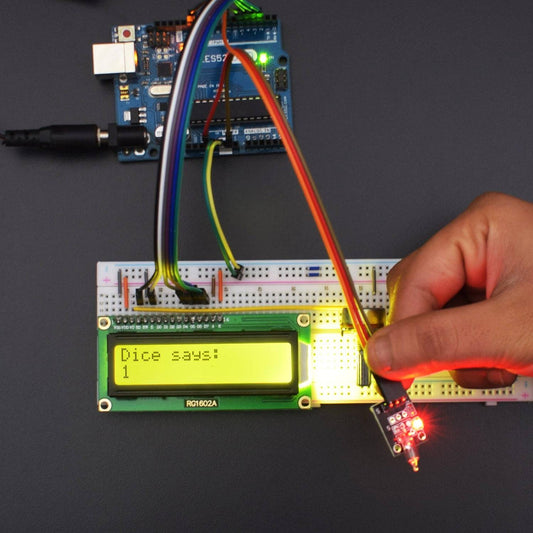 Make a Dice Game using 16*2 LCD and Tilt switch Module - KT615 - REES52