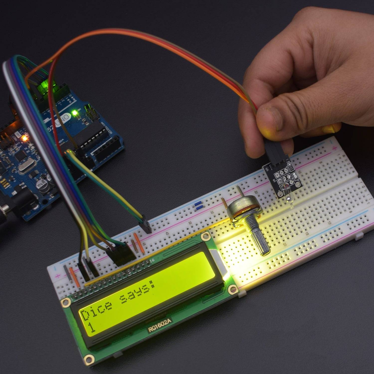Make a Dice Game using 16*2 LCD and Tilt switch Module - KT615 - REES52