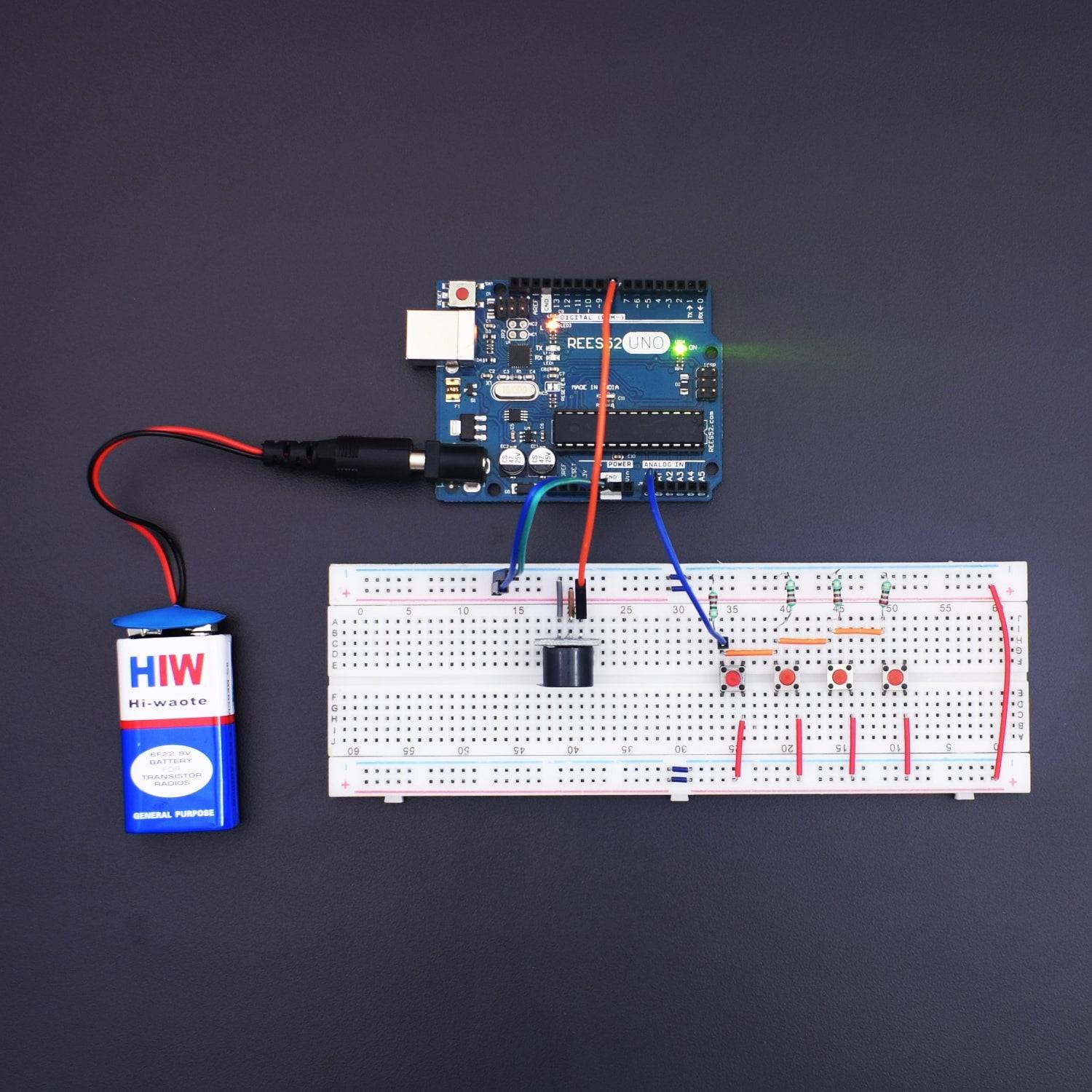 Control the frequency of Buzzer Module using Push Buttons - KT611 - REES52