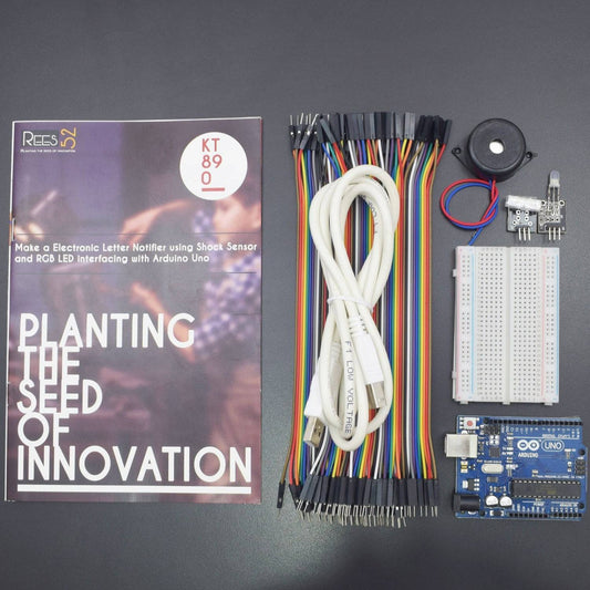 Make an Electronic letter Notifier using shock sensor and RGB led interfacing with Arduino uno - KT890 - REES52