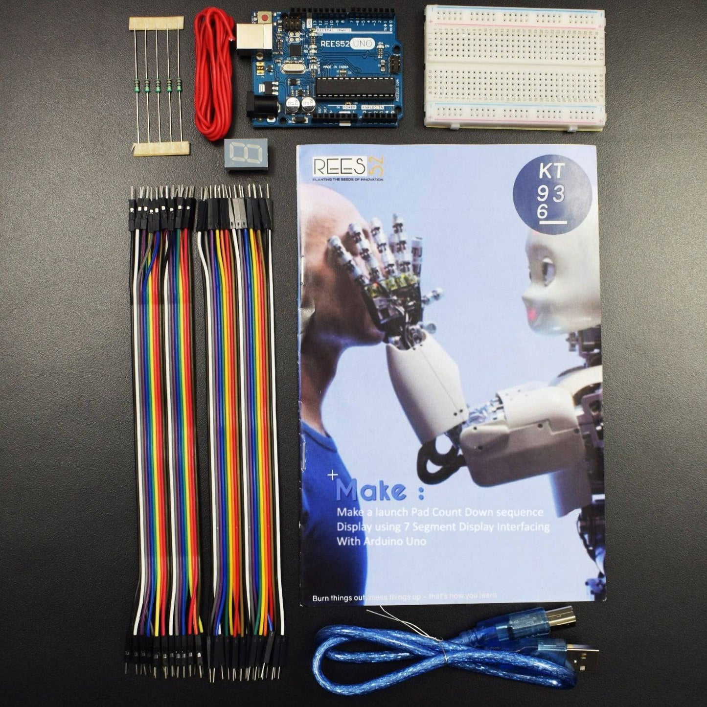 Make a launch pad count down sequence display using 7 segment display interfacing with Arduino uno - KT936 - REES52