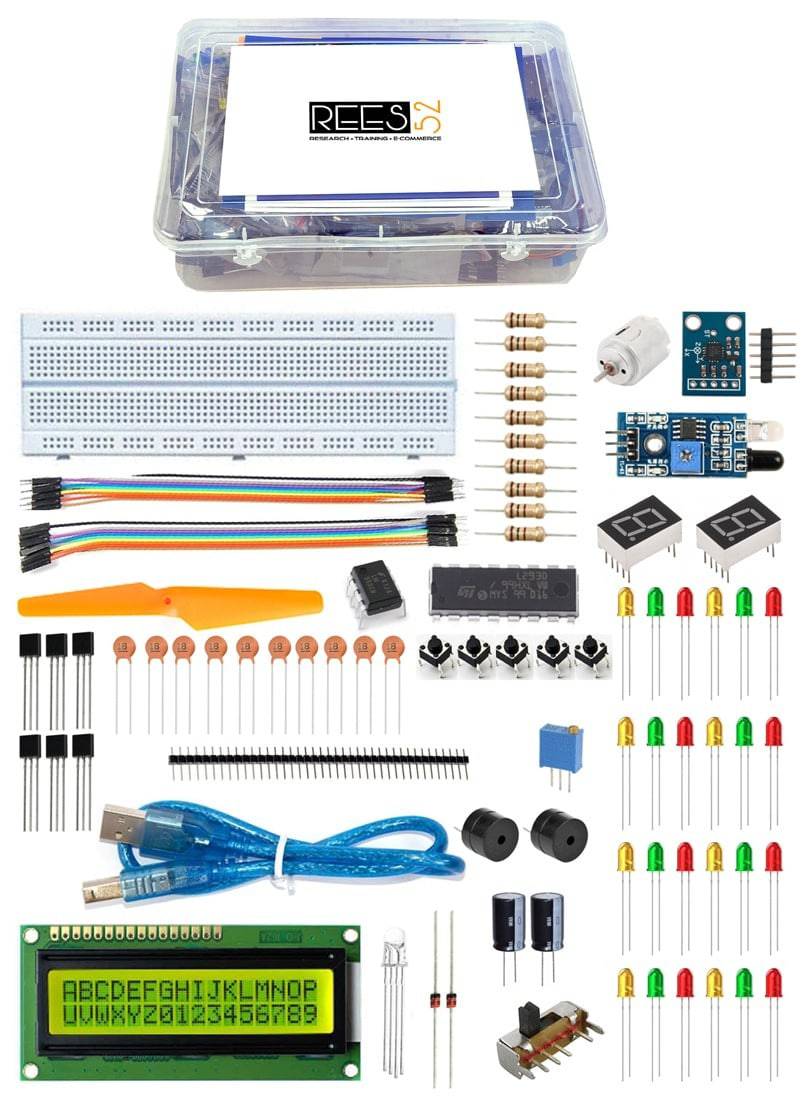 Project Starter Kit for Arduino UNO R3/Mega2560 With Breadboard, Lcd 1602, Buzzer, Motor etc  - KT1010 - REES52