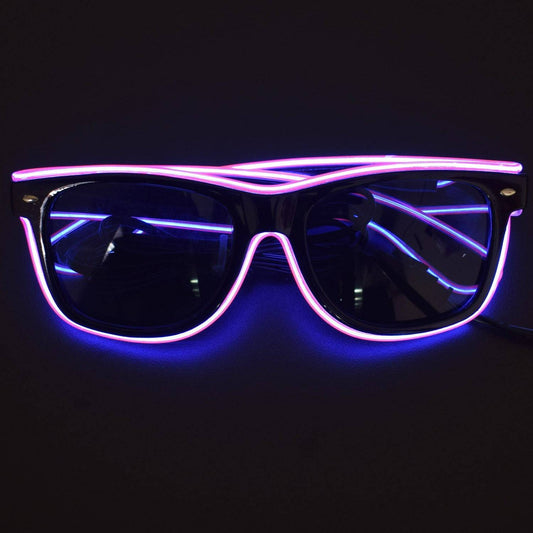 EL Wire Fashion Neon Shutter Electroluminescent Flashing LED Sunglasses with Battery case Controller (Pink) - RS1231 - REES52