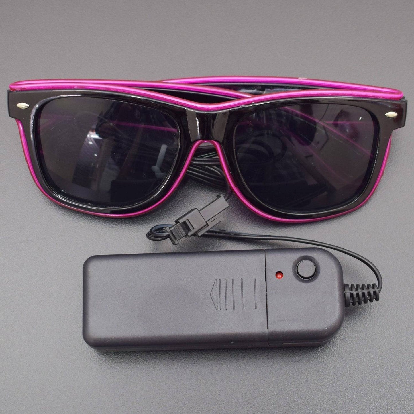 EL Wire Fashion Neon Shutter Electroluminescent Flashing LED Sunglasses with Battery case Controller (Pink) - RS1231 - REES52
