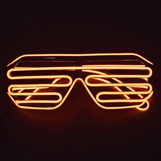 El Wire Neon Rave Glasses Light Up Flashing LED Sunglasses (Orange, Black Frame) - RS1500 - REES52