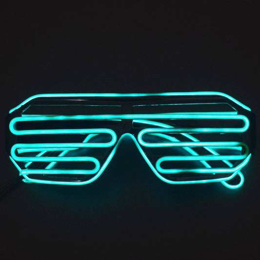 Glow Flashing Shutter Neon Rave Glasses El Wire LED Sunglasses Light Up DJ Costumes  - RS1497 - REES52