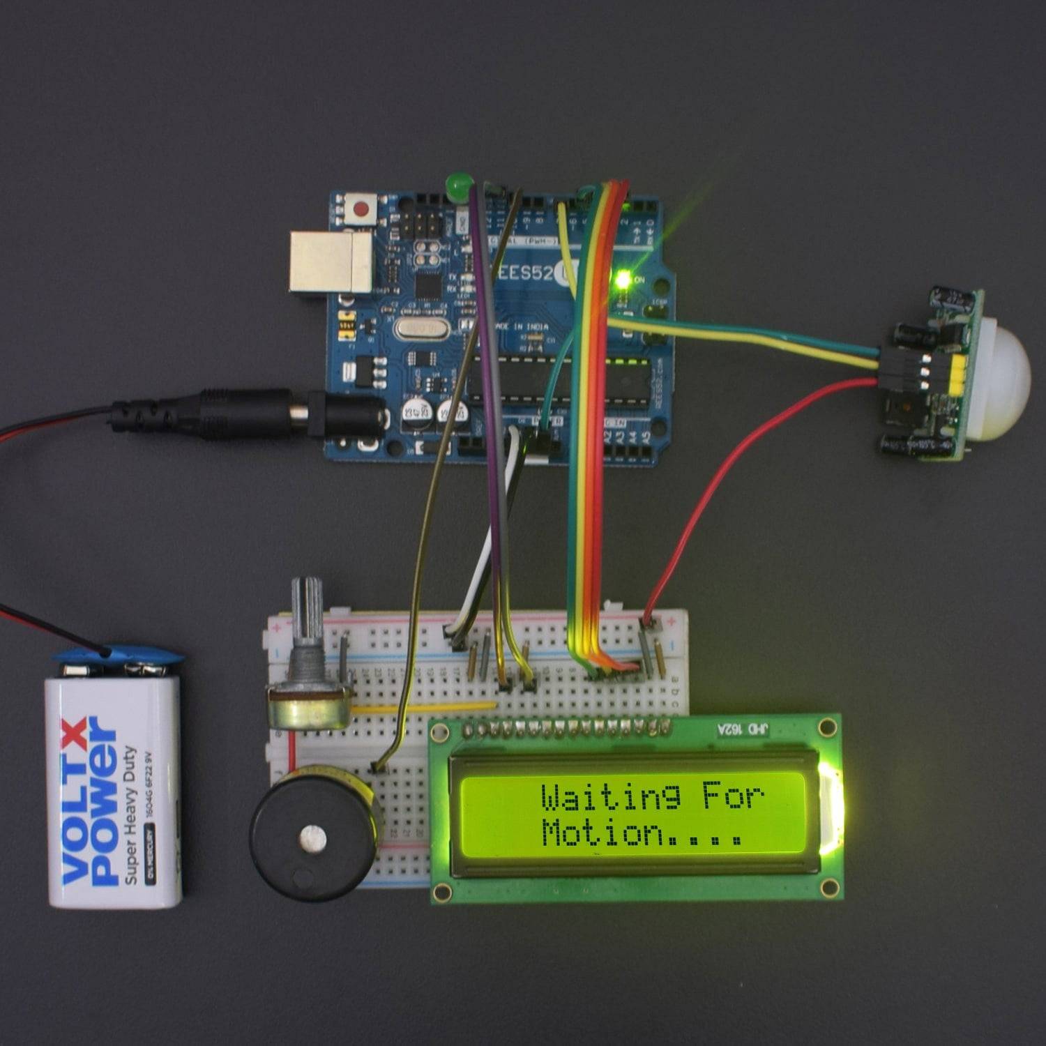 Make a home automation system using PIR Sensor with Buzzer interfacing with Arduino uno - KT944 - REES52