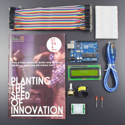 Make a home automation system using PIR Sensor with Buzzer interfacing with Arduino uno - KT944 - REES52