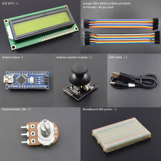 Make a Snake Maze game using 16*2 LCD and Joystick Module interfacing with Arduino Nano - KT877 - REES52