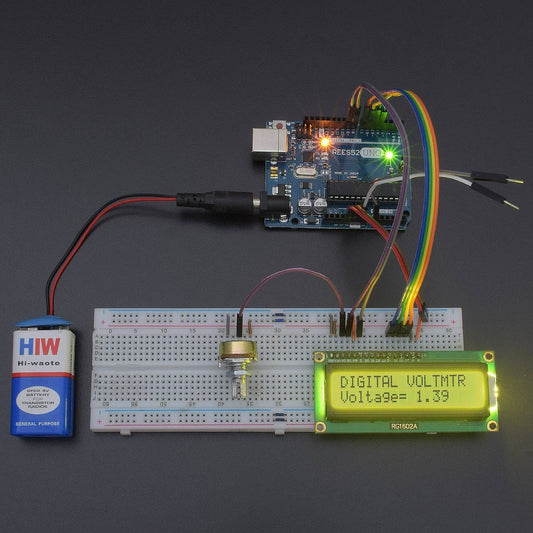 Make a Digital voltmeter using 16*2 LCD Display interfacing with Arduino uno - KT931 - REES52