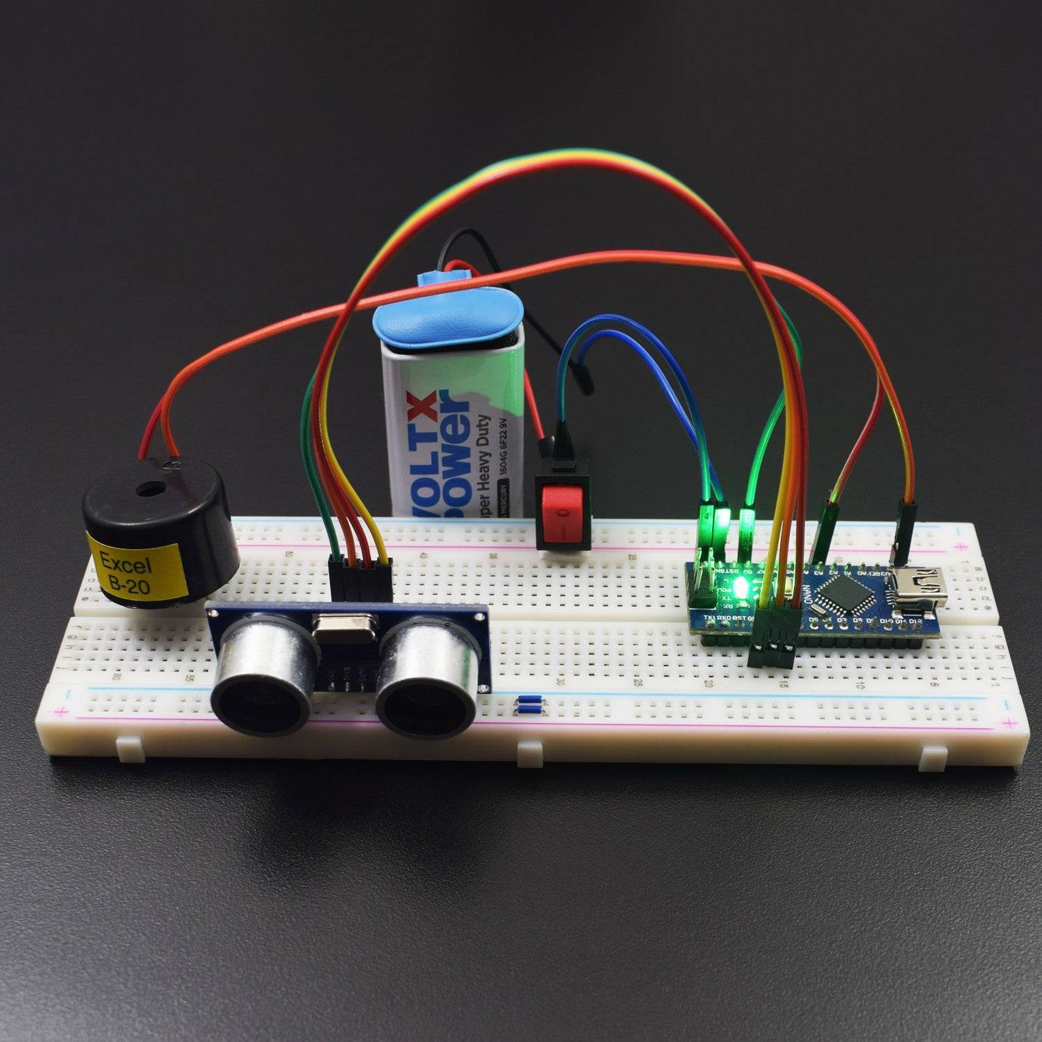 Make an Obstacle Detector for Blind people using โ REES52 Circuit Diagram