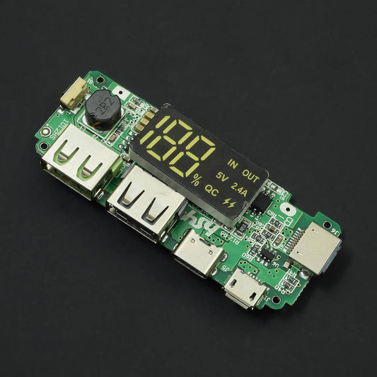 LED Dual USB 5V 2.4A Micro/for Type-C/for Lightning USB Power Bank 18650 Charger Board Overcharge - RS2605 - REES52