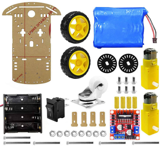 2 Wheel Smart Car Chassis Kit with Battery and L298N Motor Driver Module- RK101-RS342-AA034 - REES52