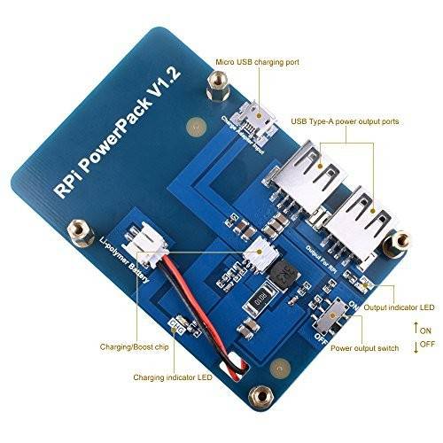 Lithium Battery Pack Power Extension Card with Switch for Raspberry Pi 3.2 Model B, 1 Model B + Pi Banana - RS1002 - REES52