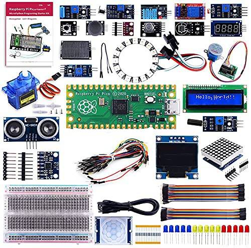 Raspberry Pi Pico Sensor Kit , Raspberry Pi Pico, Breadboard, I2C 1602 LCD Display Module, MAX7219 8x32 Dot Matrix - KT1302 - REES52