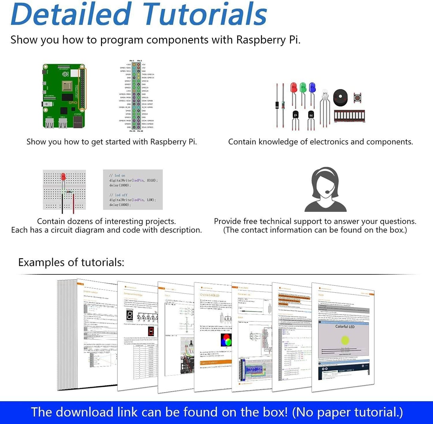 Ultimate Starter Kit for Raspberry Pi 4 B 3 B+ 400, 561-Page Detailed Tutorials, Python C Java Scratch Code- B09JV1CXBN - REES52