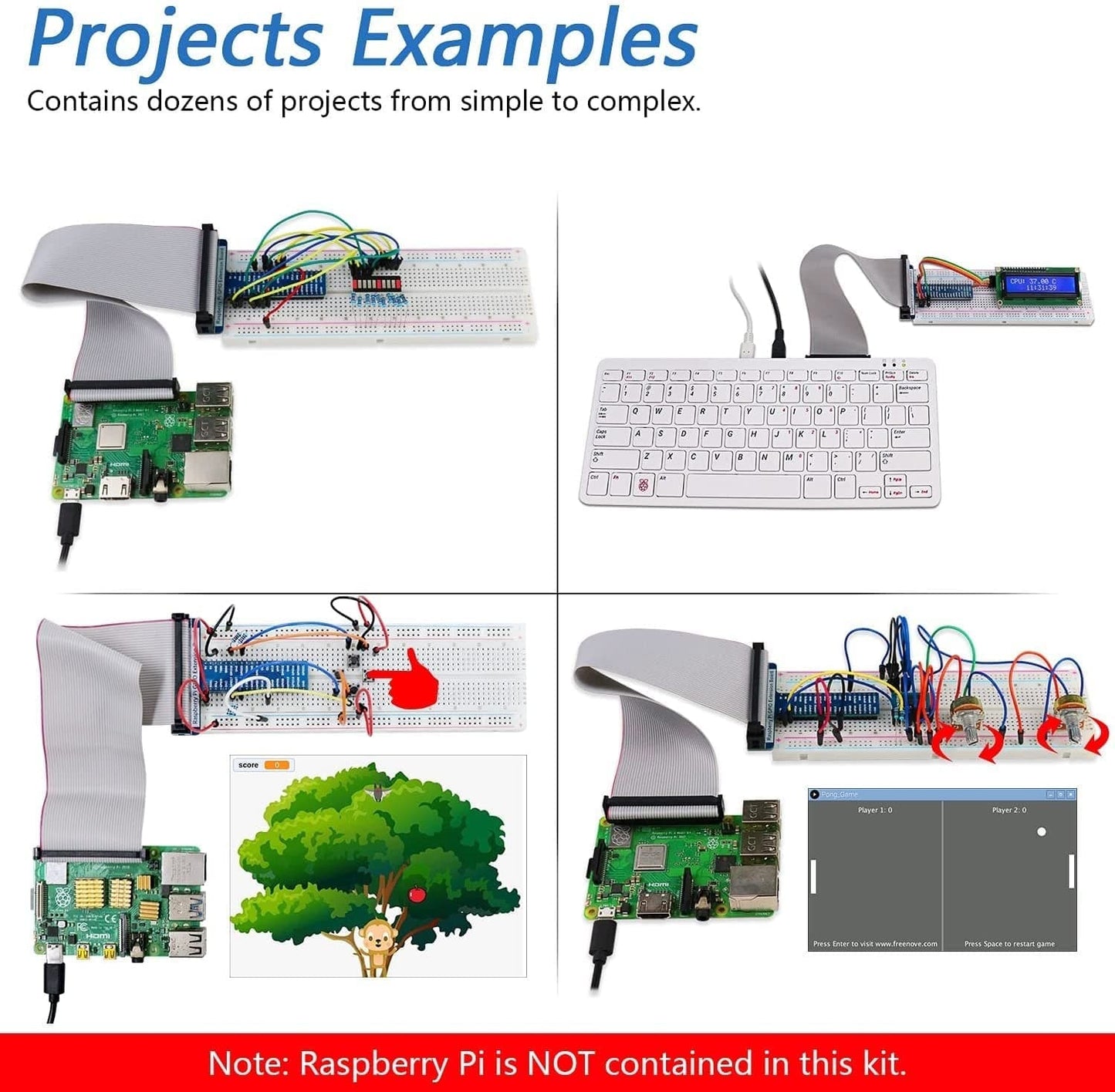 Ultimate Starter Kit for Raspberry Pi 4 B 3 B+ 400, 561-Page Detailed Tutorials, Python C Java Scratch Code- B09JV1CXBN - REES52